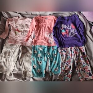 CARTER'S 6 PIECE Kids Pajamas Set - Pink, Blue, Purple 2T EUC